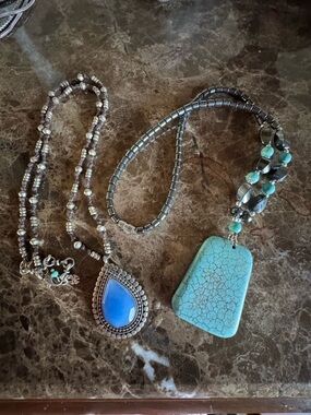 Turquoise Stone Pendant Necklace - Blue/Teal Women’s Jewelry